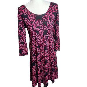 Madison Dress Size XL Black Pink Empire Waist Above-Knee Half-Sleeve
